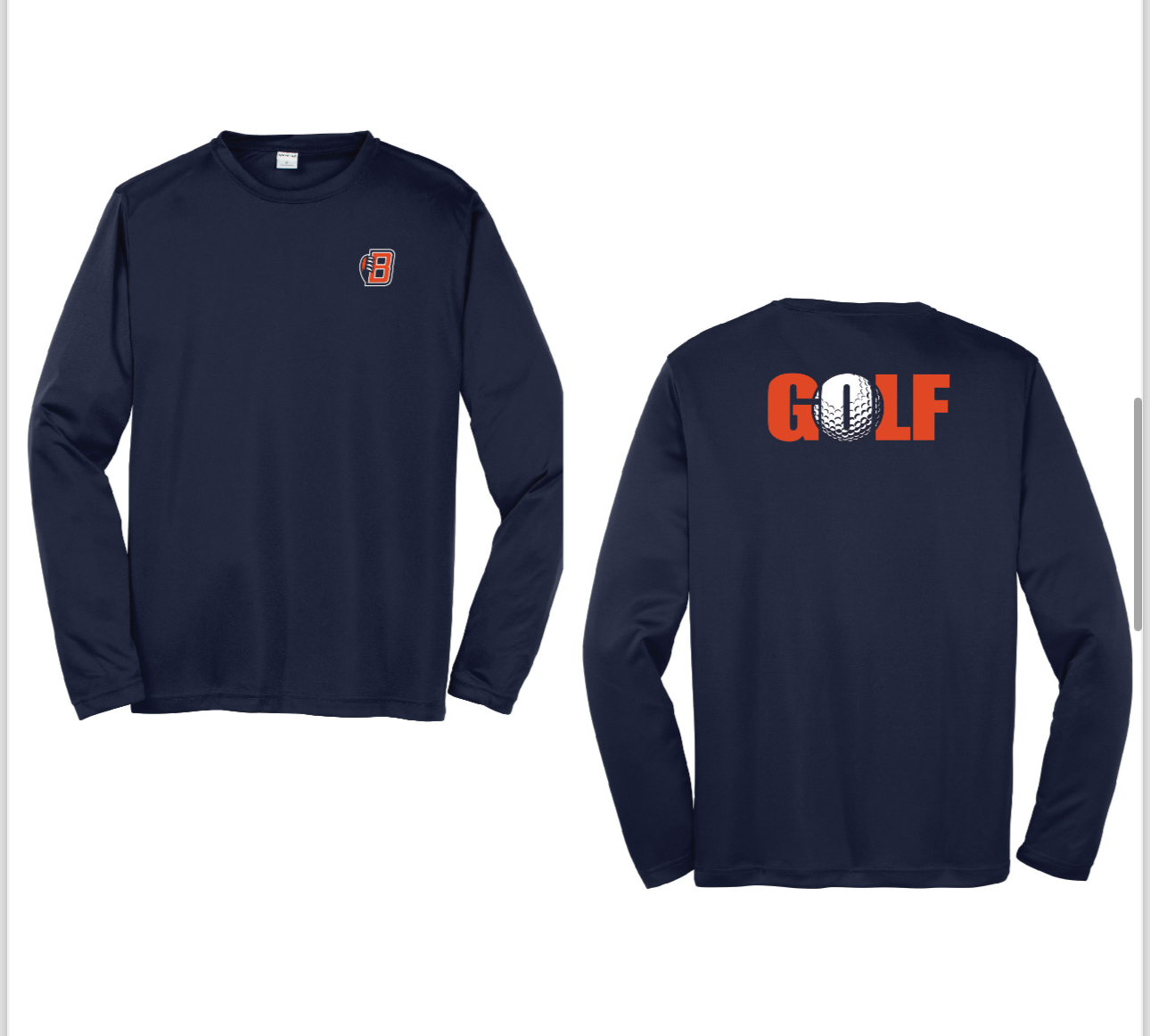 Golf L/S Navy 100% poly shirt - 2024