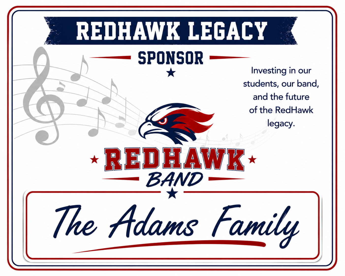 RedHawk Legacy Sponsor - The Adams Family