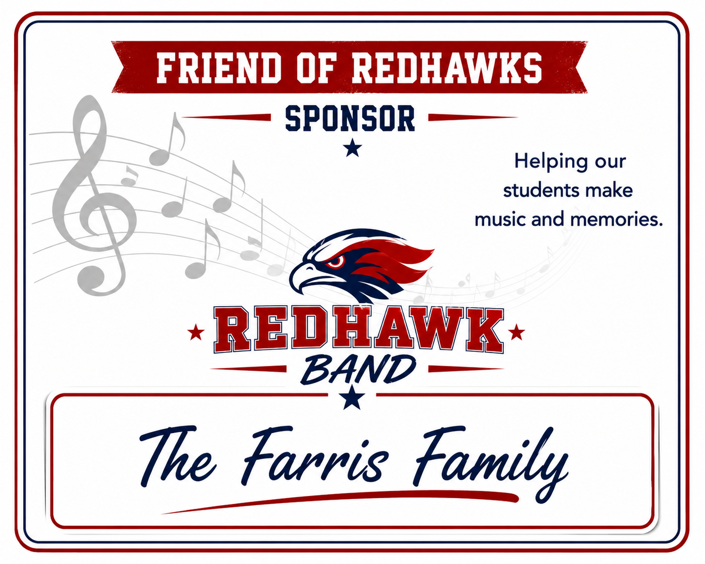 Friend of RedHawks Sponsor - The Farris Family