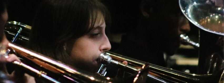A Benton Band student playing at the mid-winter concert.